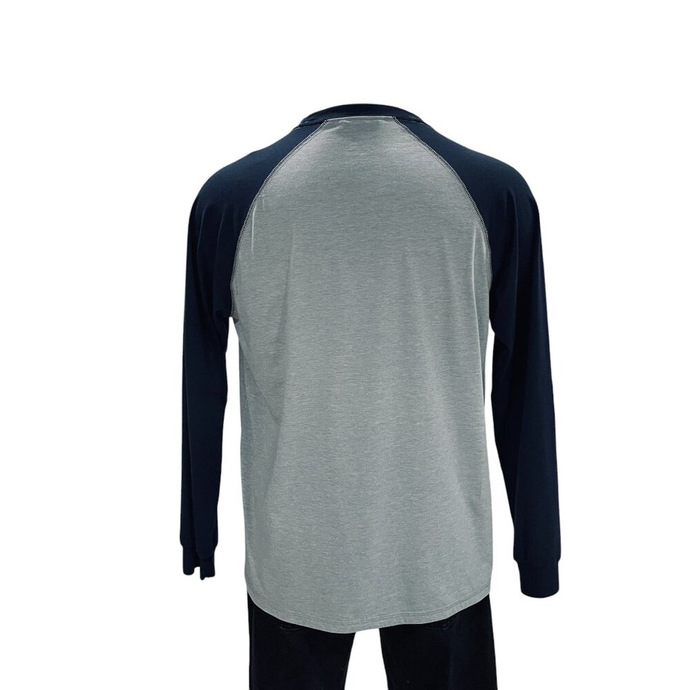 L.L.Bean Mens Long Sleeve Raglan Tee Slightly Fitted L Gray & Navy Cotton Blend - Picture 8 of 8